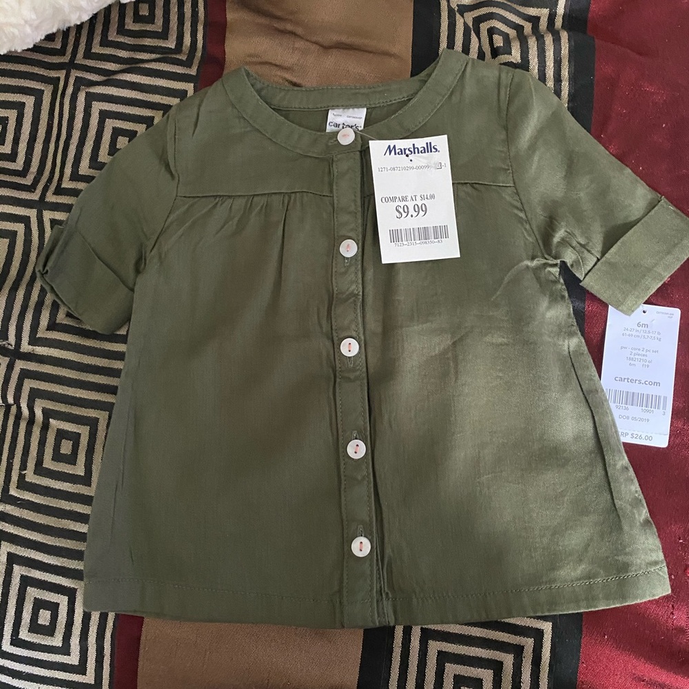 Little Girl’s Olive Green Button Up